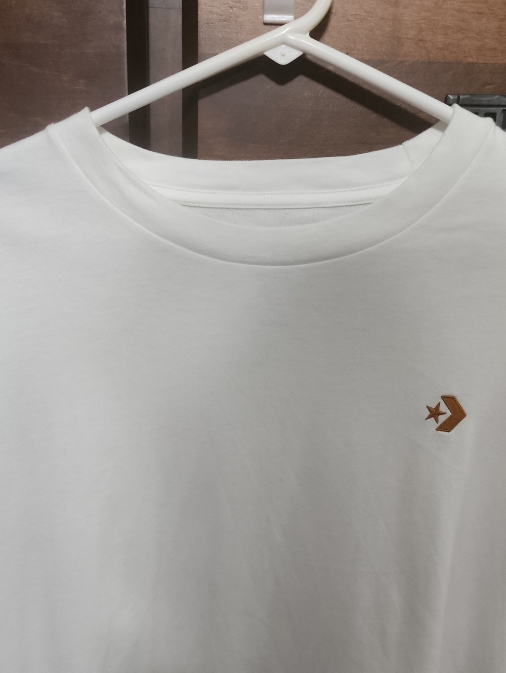 Converse White Long Sleeve Tee with Gold and Black Sleeve Graphics - Picture 3 of 8